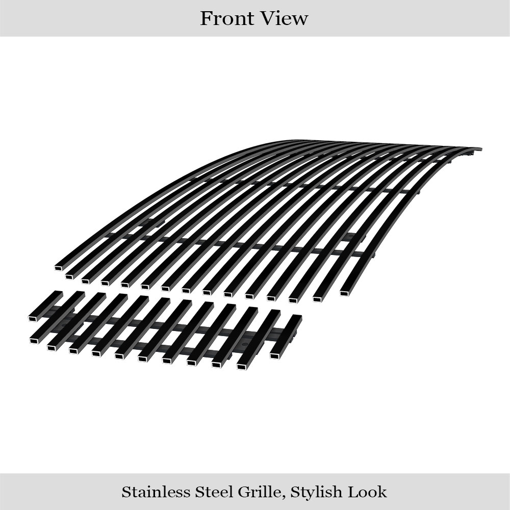 2000-2004 Ford Excursion 1 PC Center & 2 PCS For Side Holes Main Upper Black Stainless Steel Billet Grille