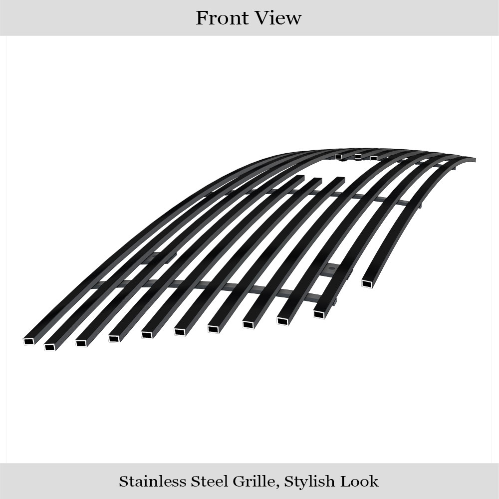 1999-2003 Ford F-150 Bar Style With Logo Show/1999-2003 Ford F-150 Harley Davidson Bar Style With Logo Show/1999-2003 Ford F-150 Lightning Bar Style With Logo Show Main Upper Black Stainless Steel Billet Grille