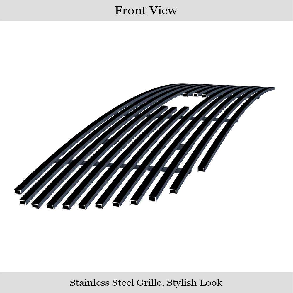 1997-1998 Ford Expedition With Logo Show Not For Bar Style Model Main Upper Black Stainless Steel Billet Grille