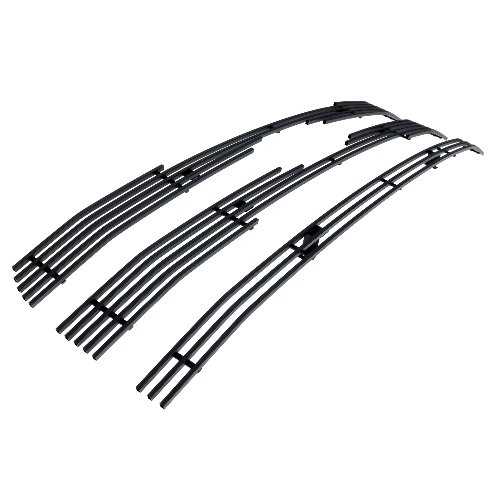 2015-2017 Ford F-150 Lariat Without Front Camera/2015-2017 Ford F-150 King Ranch Without Front Camera Main Upper Black Stainless Steel Billet Grille