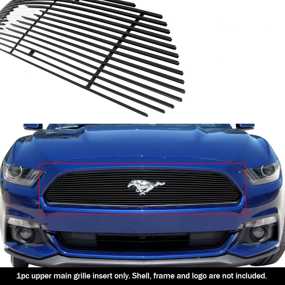 2015-2017 Ford Mustang Only for V6 Base models with logo show Main Upper Aluminum Billetuminum Billet Wide Grille