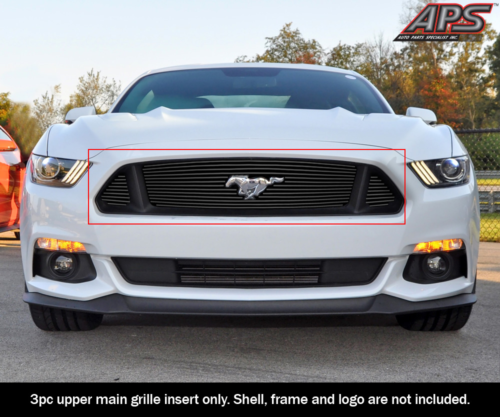 2015-2017 Ford Mustang GT V8 With Logo Show Main Upper Aluminum Billetuminum Billet Wide Grille