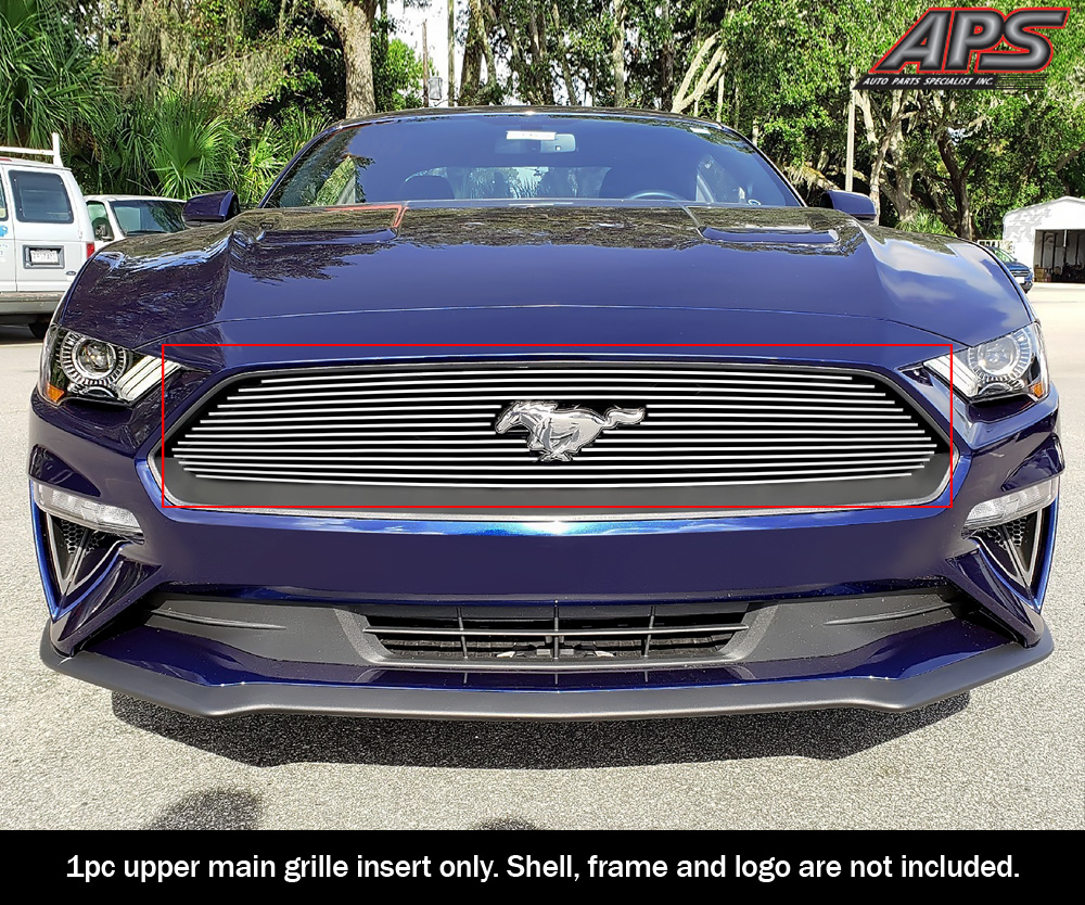 2018-2022 Ford Mustang Only for EcoBoost models with logo show MAIN UPPER Aluminum Billetuminum Billet Grille