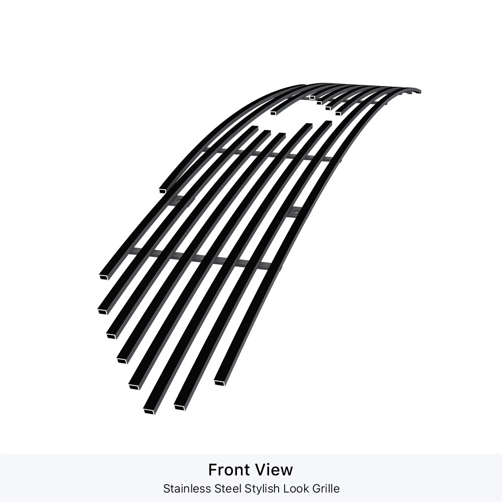 2018-2022 Ford Mustang Only for EcoBoost Models with logo show Main Upper Black Stainless Steel Billet Grille