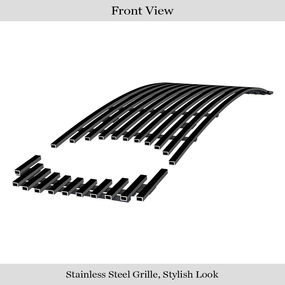 2005-2009 Ford Mustang GT V8 Main Upper Black Stainless Steel Billet Grille