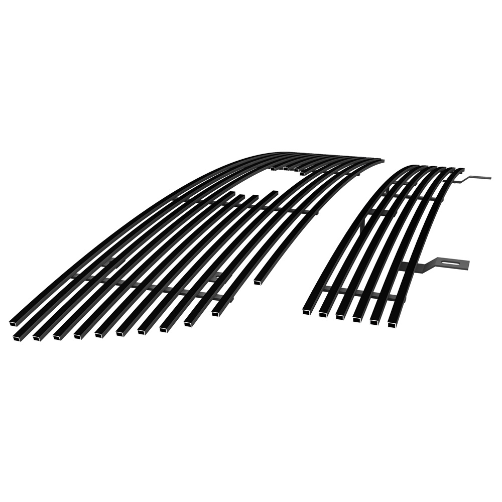 2001-2003 Ford F-150 Harley Davidson Main Upper + Lower Bumper Black Stainless Steel Billet Grille