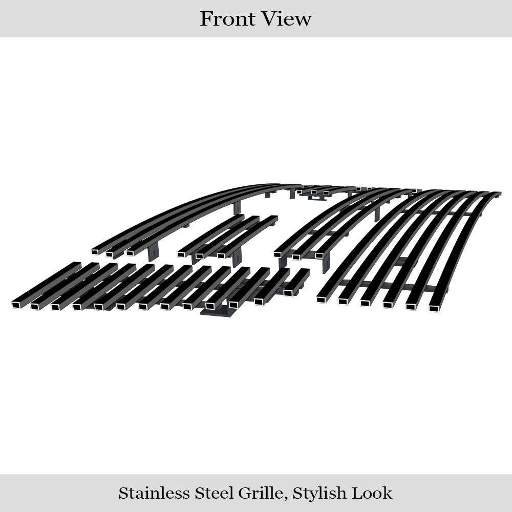 2006-2012 Ford Ranger FX4 /2006-2012 Ford Ranger XL /2006-2012 Ford Ranger XLT Main Upper + Lower Bumper Black Stainless Steel Billet Grille