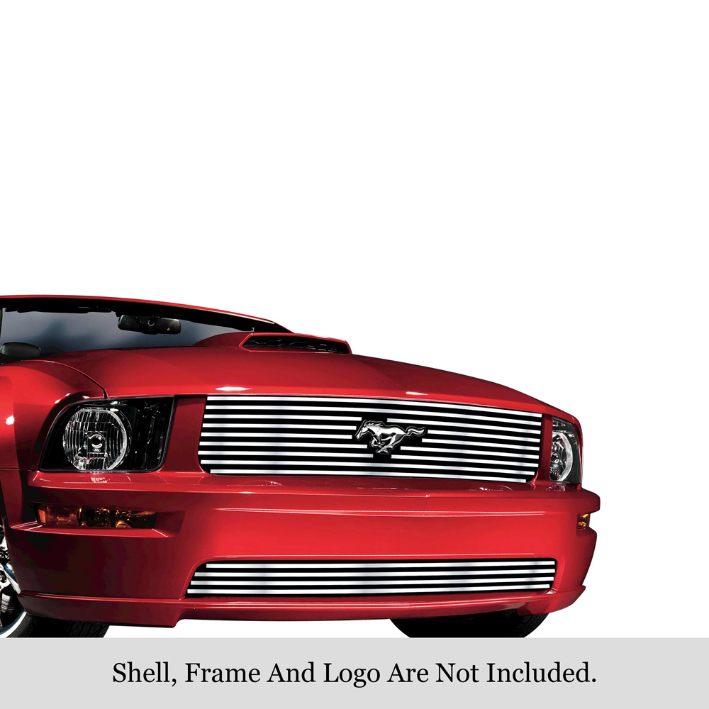 2005-2009 Ford Mustang V6 MAIN UPPER + LOWER BUMPER Aluminum Billetuminum Billet Grille