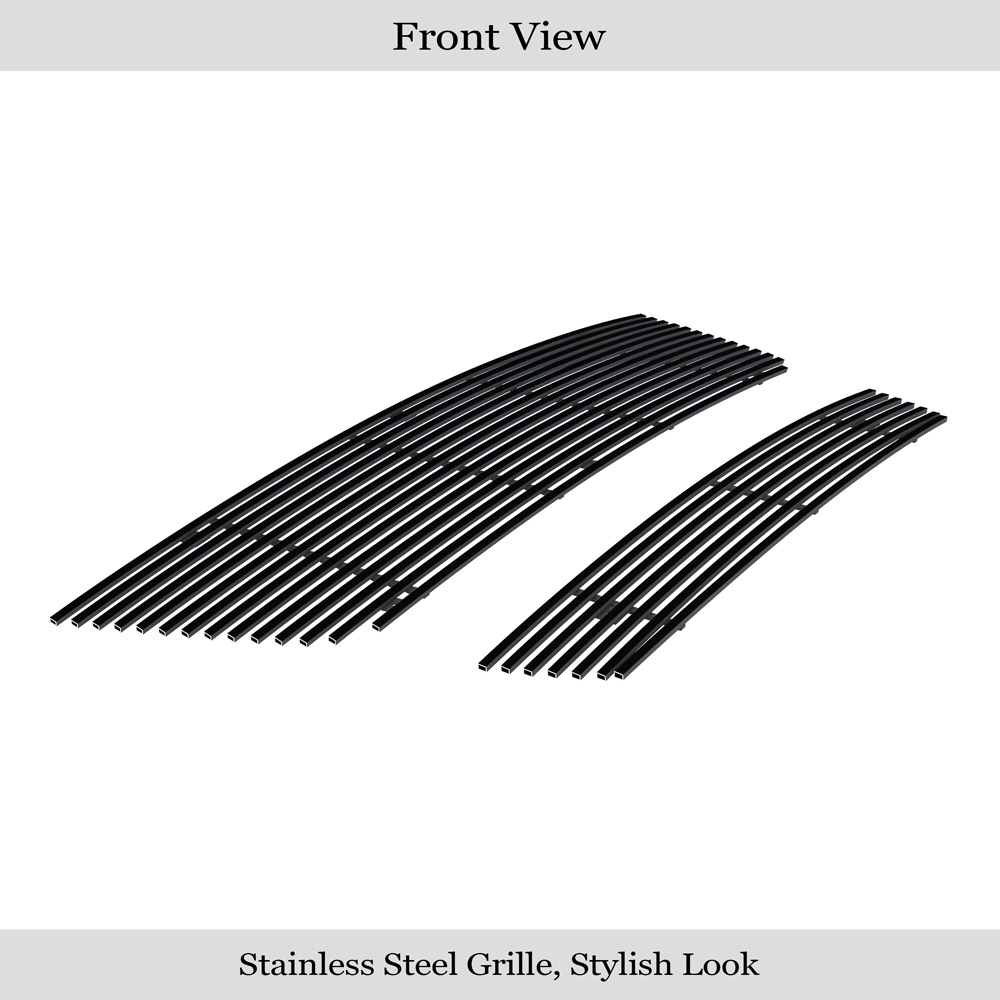 2003-2006 Ford Expedition Main Upper + Lower Bumper Black Stainless Steel Billet Grille