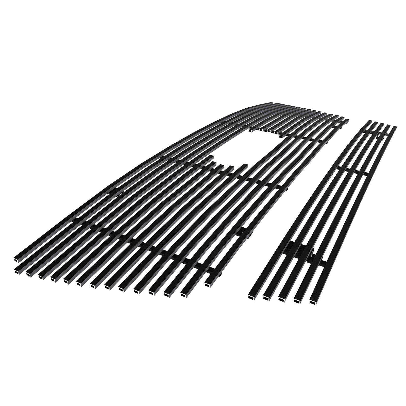 2006-2008 Ford F-150 Honeycomb Style With Logo Show Not For FX2/FX4 and King Ranch Model Main Upper + Lower Bumper Black Stainless Steel Billet Grille