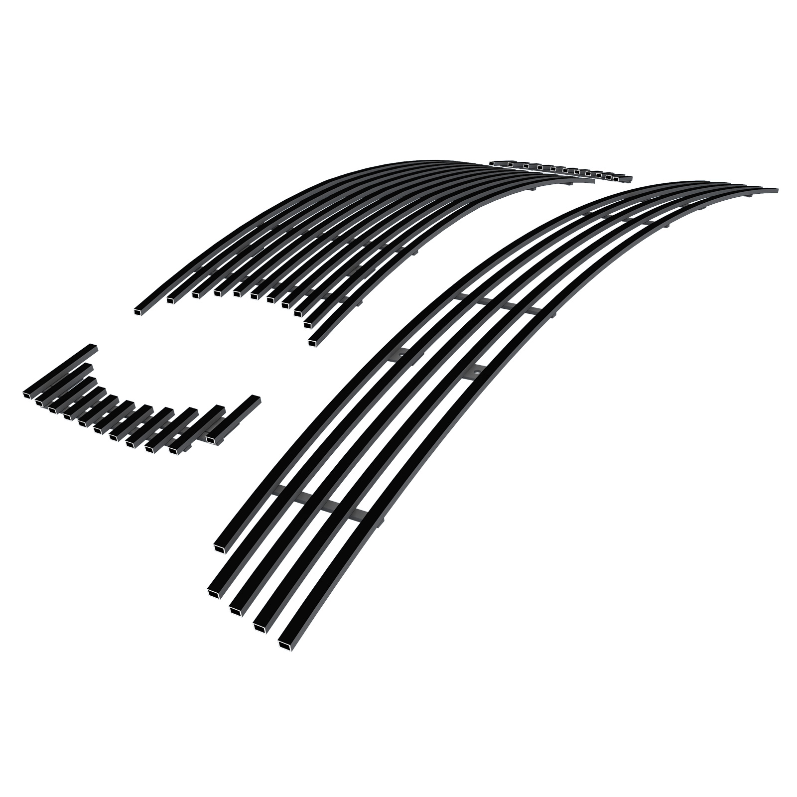 2005-2009 Ford Mustang GT V8 Main Upper + Lower Bumper Black Stainless Steel Billet Grille