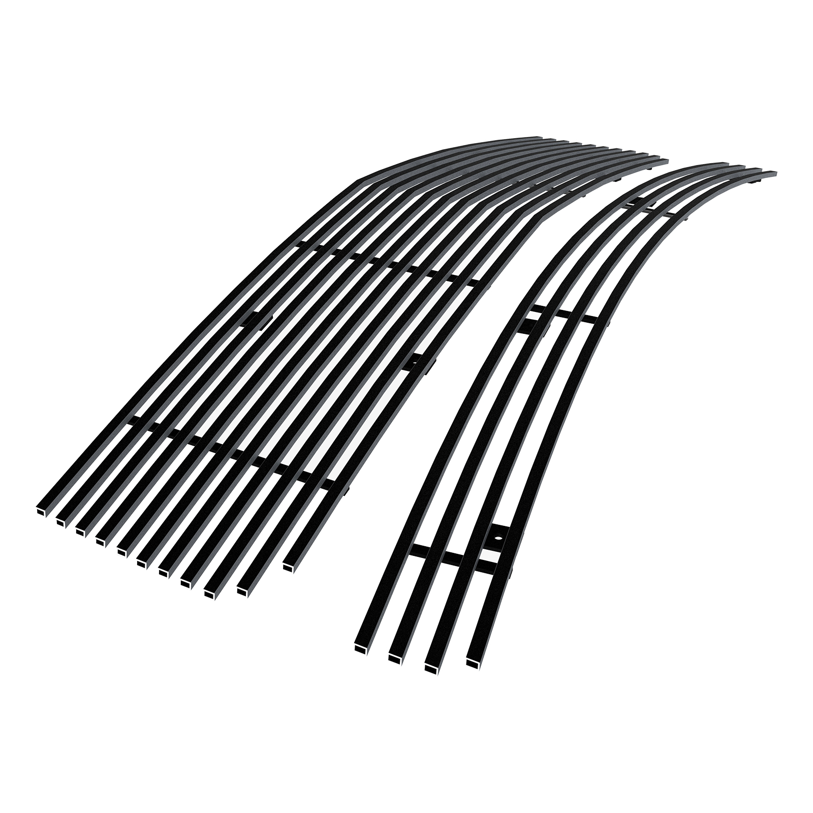 2005-2009 Ford Mustang V6 Except Pony Package Main Upper + Lower Bumper Black Stainless Steel Billet Grille