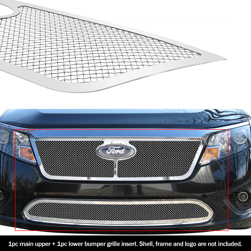 2010-2012 Ford Fusion Main Upper + Lower Bumper Wire Mesh Grille