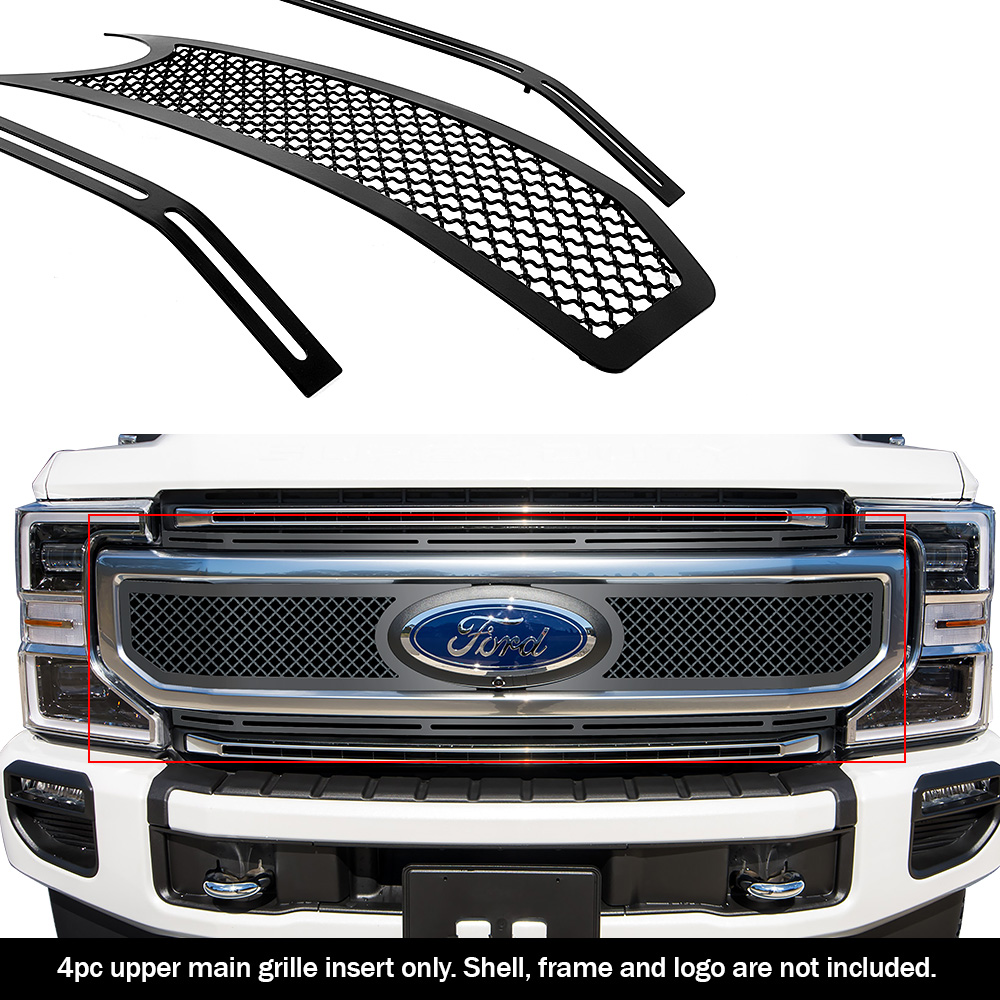 2020-2022 Ford F-250 King Ranch/ 2020-2022 Ford F-250 Platinum/ 2020-2022 Ford F-350 King Ranch/ 2020-2022 Ford F-350 Platinum Main Upper Black Wire Mesh Grille