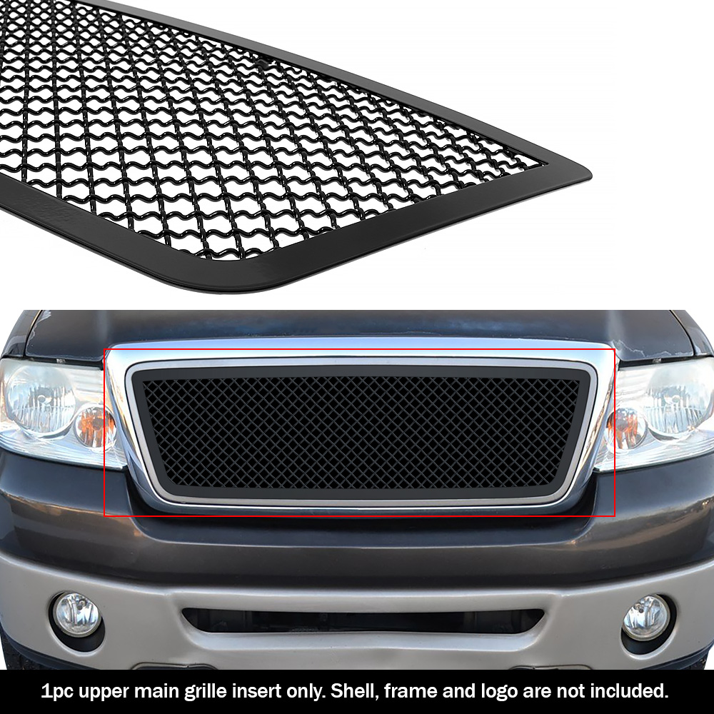 2004-2008 Ford F-150 Honeycomb Style Not For FX2/FX4 and King Ranch Model Main Upper Black Wire Mesh Grille