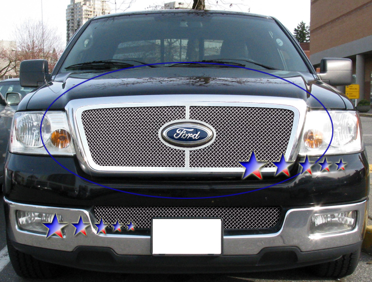 2004-2008 Ford F-150 Honeycomb Style With Logo Show Not For FX2/FX4 and King Ranch Model Main Upper Wire Mesh Grille