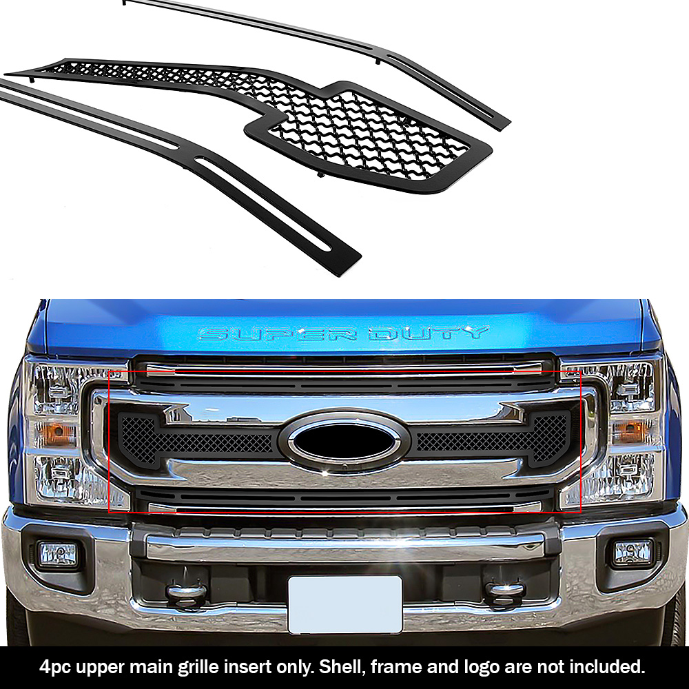 2020-2021 Ford F-250 XL/ 2020-2021 Ford F-250 XLT/ 2020-2021 Ford F-350 XL/ 2020-2021 Ford F-350 XLT Main Upper Black Wire Mesh Grille