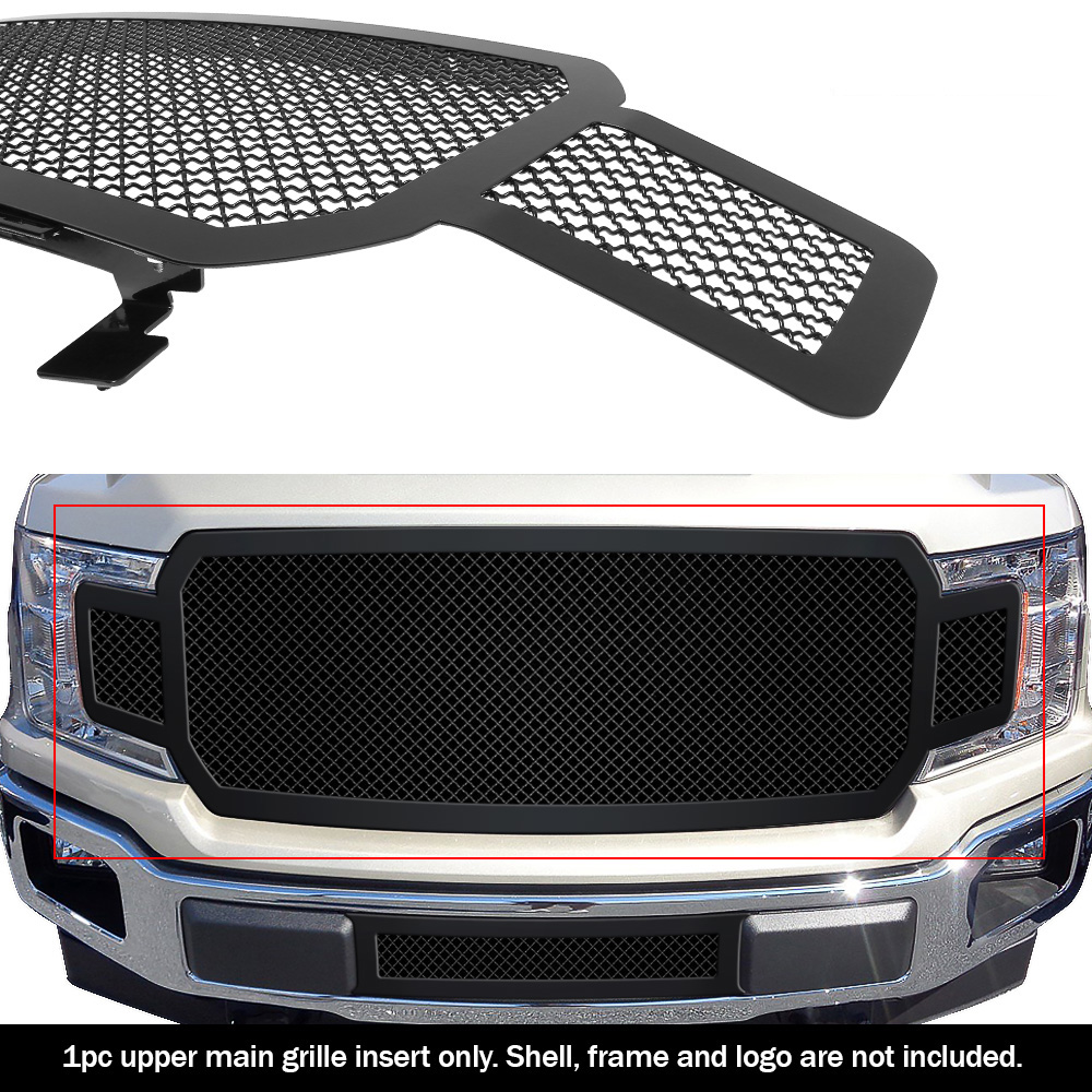 2018-2020 Ford F-150 Without Front Camera Main Upper Black Wire Mesh Grille