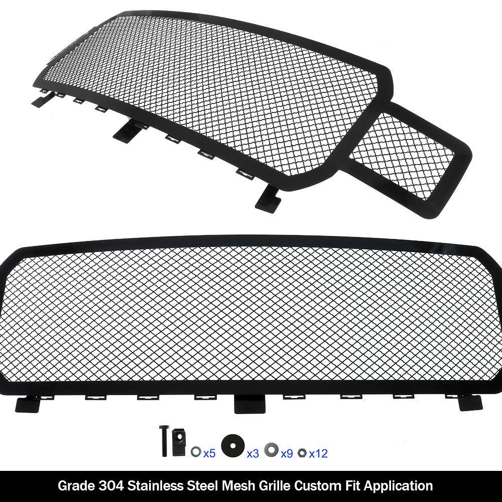 2018-2020 Ford F-150 Without Front Camera Main Upper Black Wire Mesh Grille