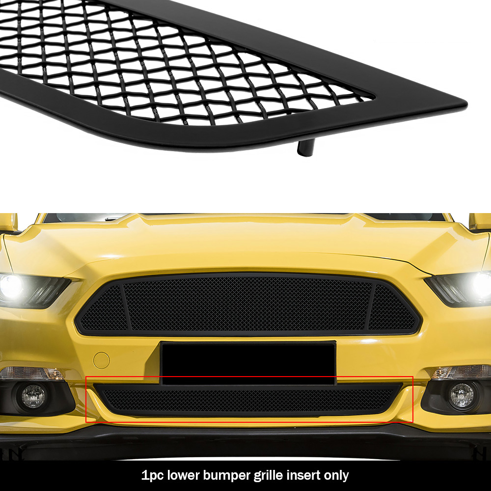 2015-2017 Ford Mustang Base V6 /2015-2017 Ford Mustang Ecoboost V6 Lower Bumper Black Wire Mesh Grille