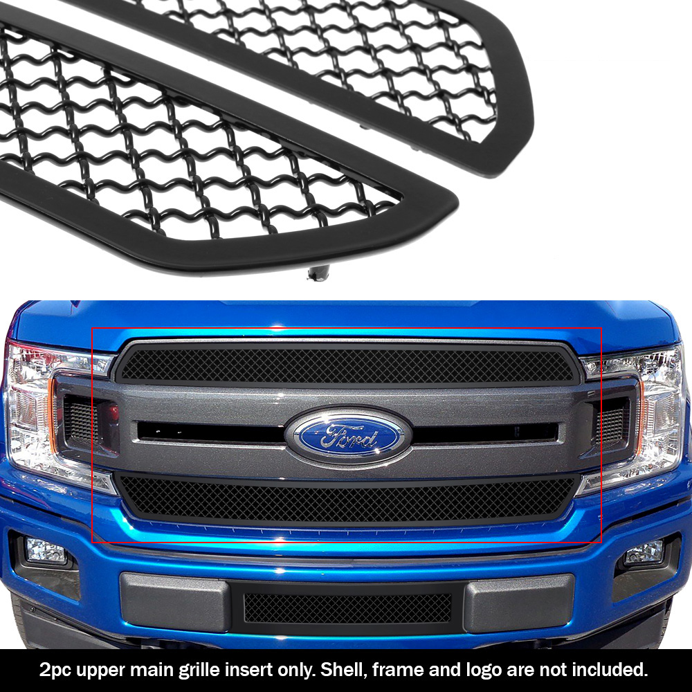 2018-2020 Ford F-150 King Ranch Square Mesh Style/2018-2020 Ford F-150 Plantium Square Mesh Style Main Upper Black Wire Mesh Grille