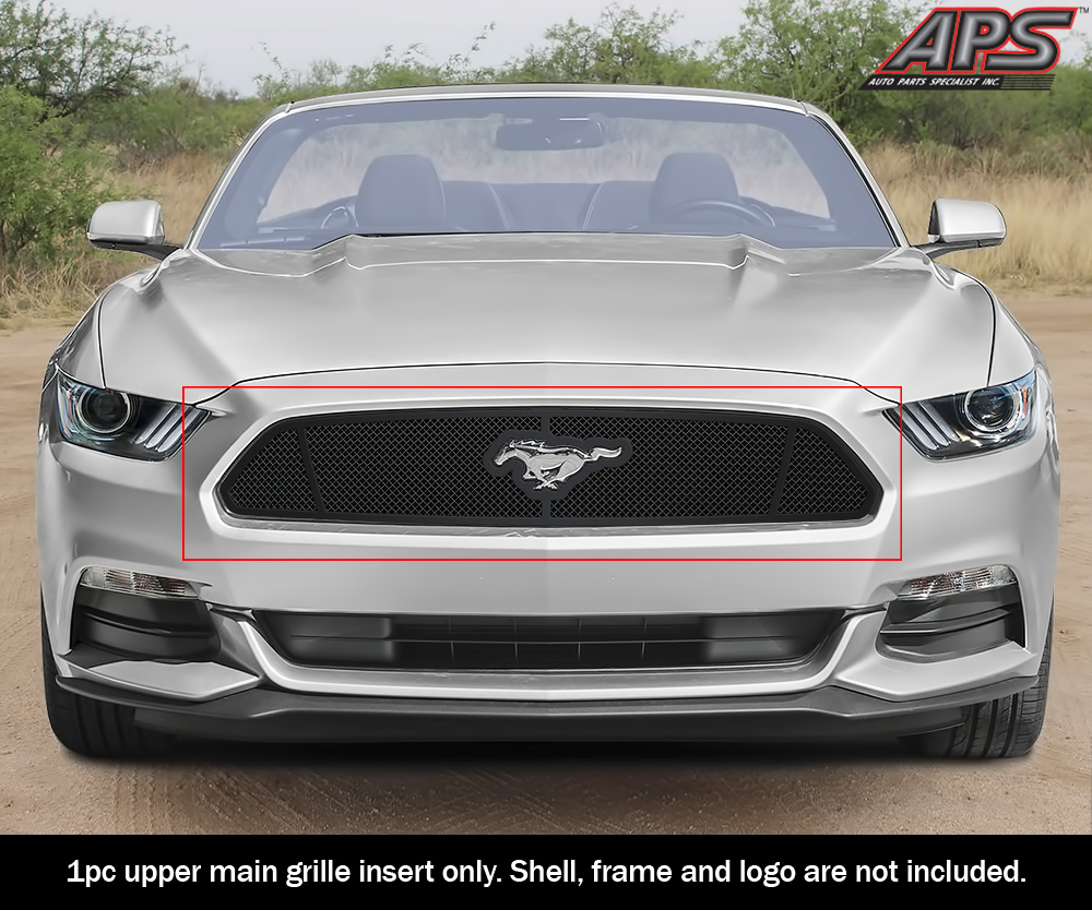 2015-2017 Ford Mustang Only for V6 Base models with logo show MAIN UPPER Black Wire Mesh Grille