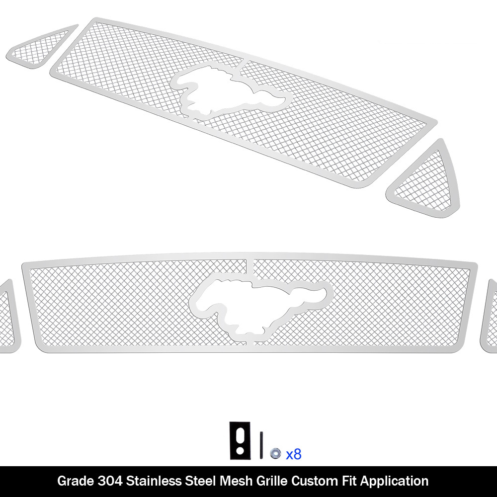 2015-2017 Ford Mustang GT V8 With Logo Show Main Upper Wire Mesh Grille