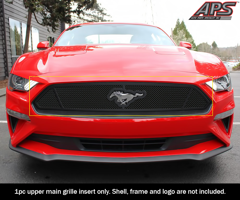 2018-2022 Ford Mustang Only for EcoBoost models with logo show Main Upper Black Wire Mesh Grille