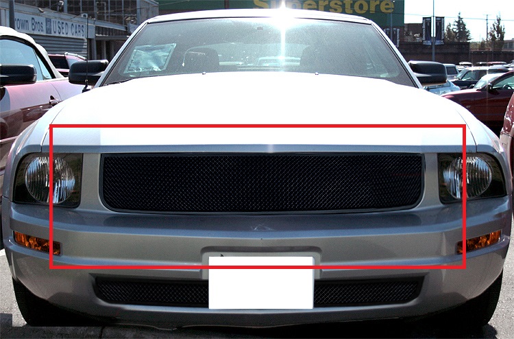 2005-2009 Ford Mustang V6 Except Pony Package Main Upper Black Wire Mesh Grille