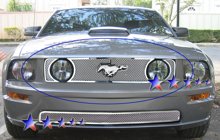 2005-2009 Ford Mustang  GT V8 With Logo Show Main Upper Wire Mesh Grille