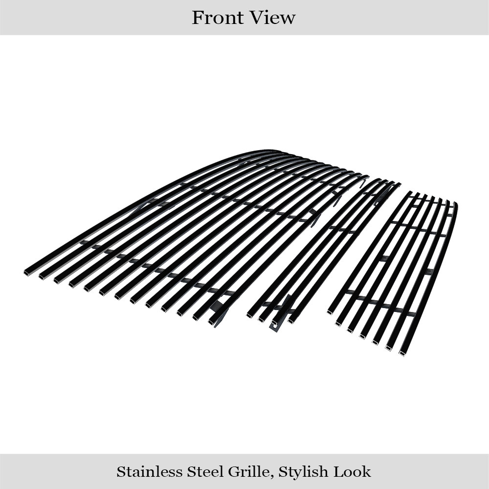 2007-2010 Ford Edge Main Upper + Lower Bumper Black Stainless Steel Billet Grille