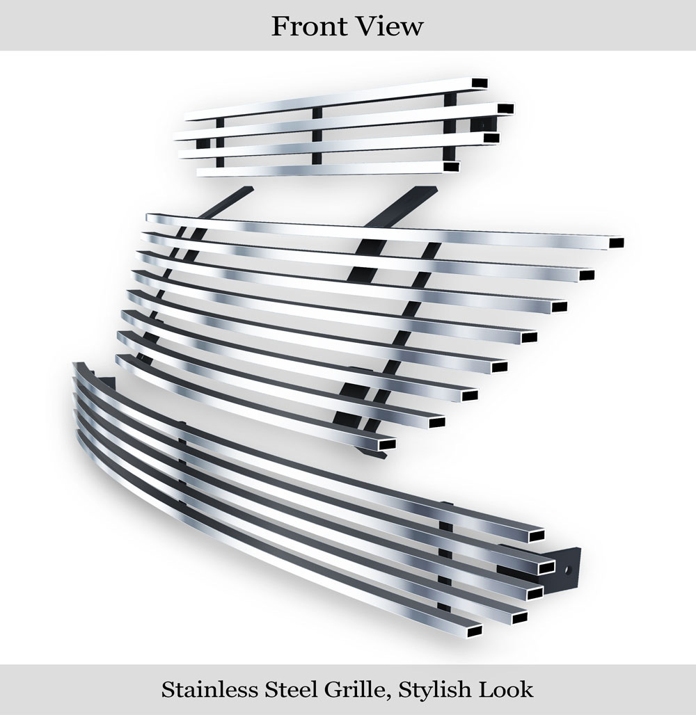 1999-2004 Ford Mustang Only Fit V6 Model MAIN UPPER + LOWER BUMPER Stainless Steel Billet Grille