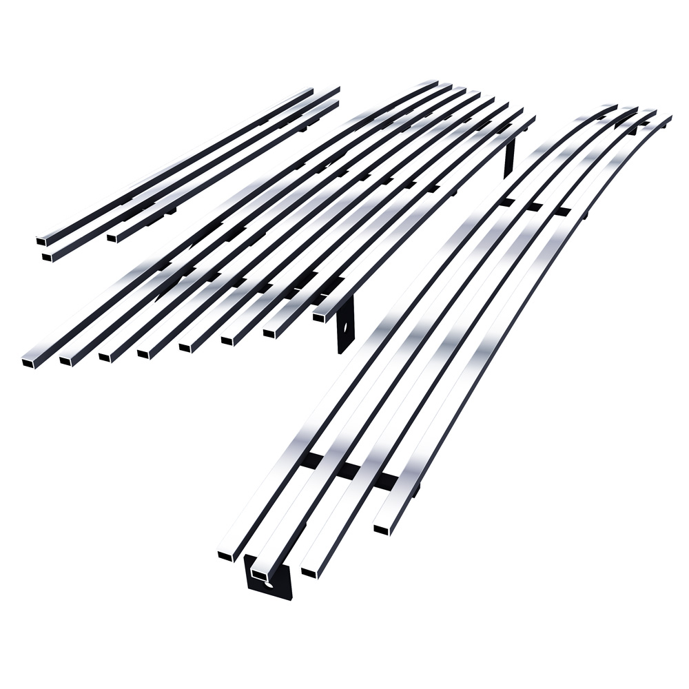 1999-2004 Ford Mustang Only Fit V6 Model Main Upper + Lower Bumper Stainless Steel Billet Grille