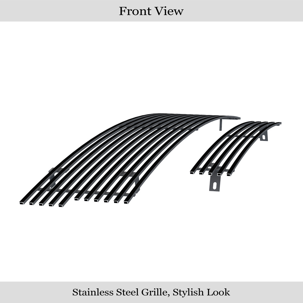 1997-1998 Ford Expedition /1997-1998 Ford F-150 4WD Bar Style Main Upper + Lower Bumper Black Stainless Steel Billet Grille