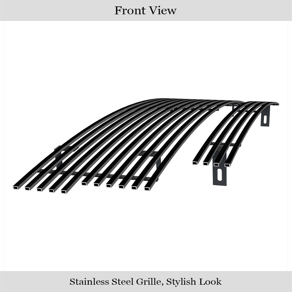 1997-1998 Ford F-150 2WD Bar Style Main Upper + Lower Bumper Black Stainless Steel Billet Grille