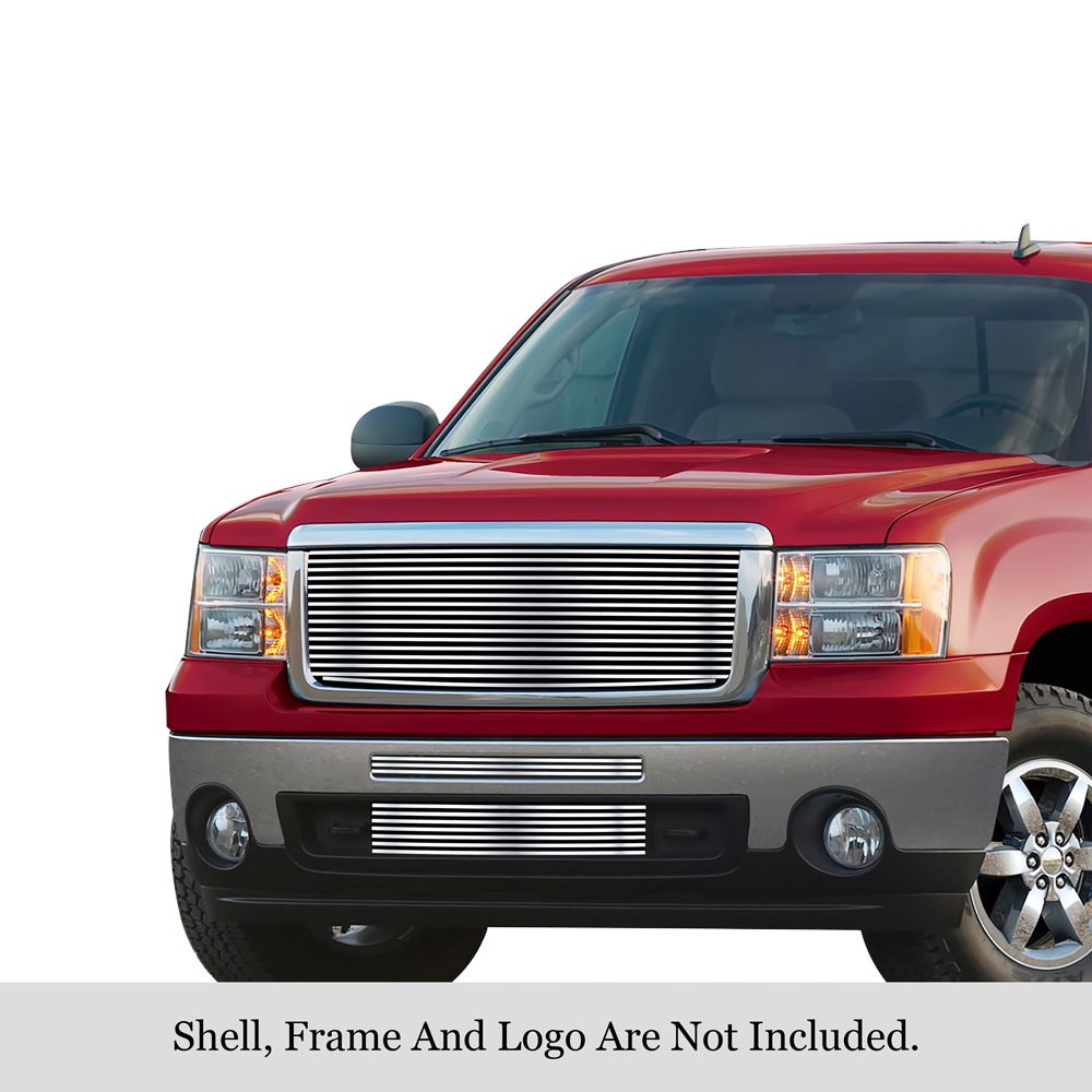 2007-2013 GMC Sierra 1500 Main Upper + Top Bumper + Lower Bumper Stainless Steel Billet Grille