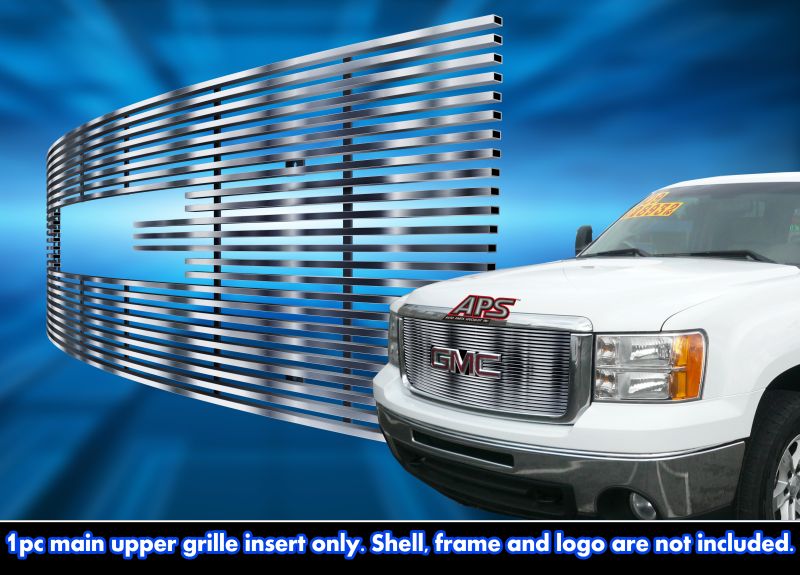 2007-2013 GMC Sierra 1500 /2007-2013 GMC Sierra 1500 New Body With Logo Show MAIN UPPER Stainless Steel Billet Grille