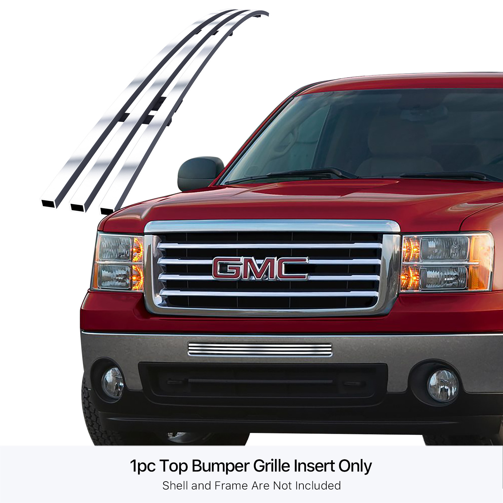 2007-2013 GMC Sierra 1500 /2007-2010 GMC Sierra 2500 HD /2007-2010 GMC Sierra 3500 HD /2007-2013 GMC Sierra Denali 1500 Top Bumper Stainless Steel Billet Grille