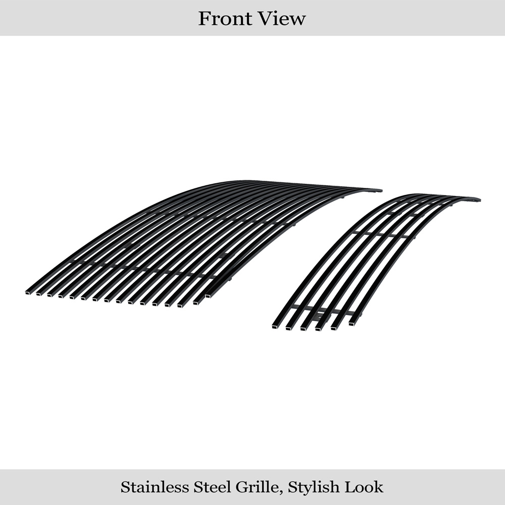 2007-2013 GMC Sierra 1500 New Body Style Main Upper + Lower Bumper Black Stainless Steel Billet Grille