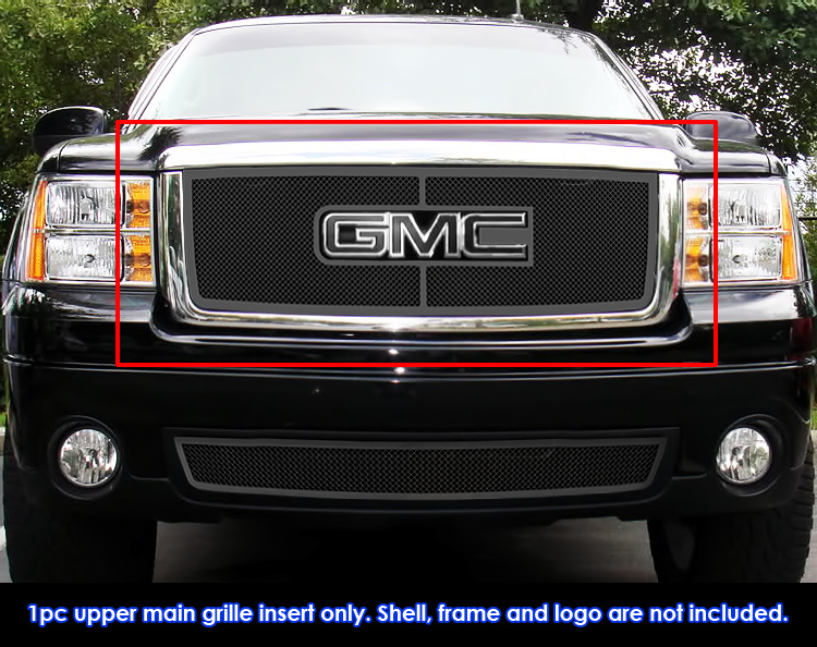 2007-2013 GMC Sierra 1500 /2007-2010 GMC Sierra Denali New Body With Logo Show Main Upper Black Wire Mesh Grille