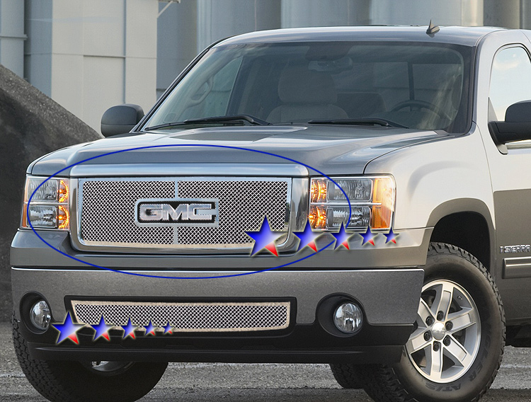 2007-2013 GMC Sierra 1500 /2007-2010 GMC Sierra Denali New Body With Logo Show Main Upper Wire Mesh Grille