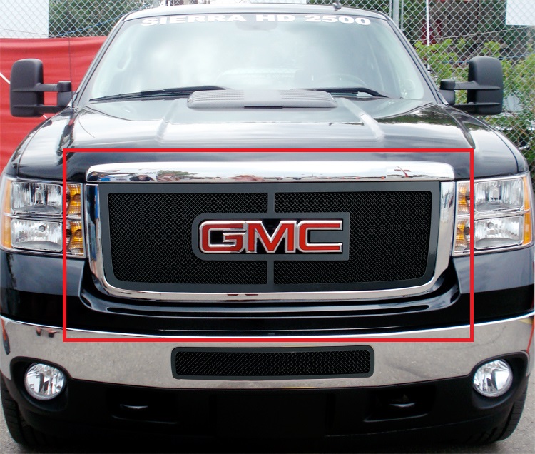 2011-2014 GMC Sierra 2500 HD Not For Denali With Logo Show/2011-2014 GMC Sierra 3500 HD Not For Denali With Logo Show Main Upper Black Wire Mesh Grille