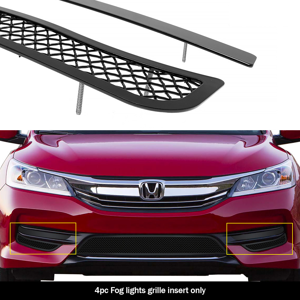 2016-2017 Honda Accord Sedan Fog Light Cover Black Wire Mesh Grille