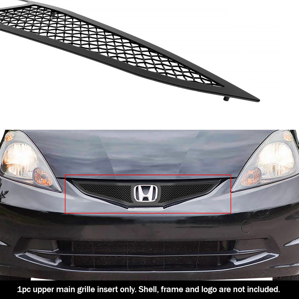 2012-2013 Honda Fit Base Model with logo show MAIN UPPER Black Wire Mesh Grille