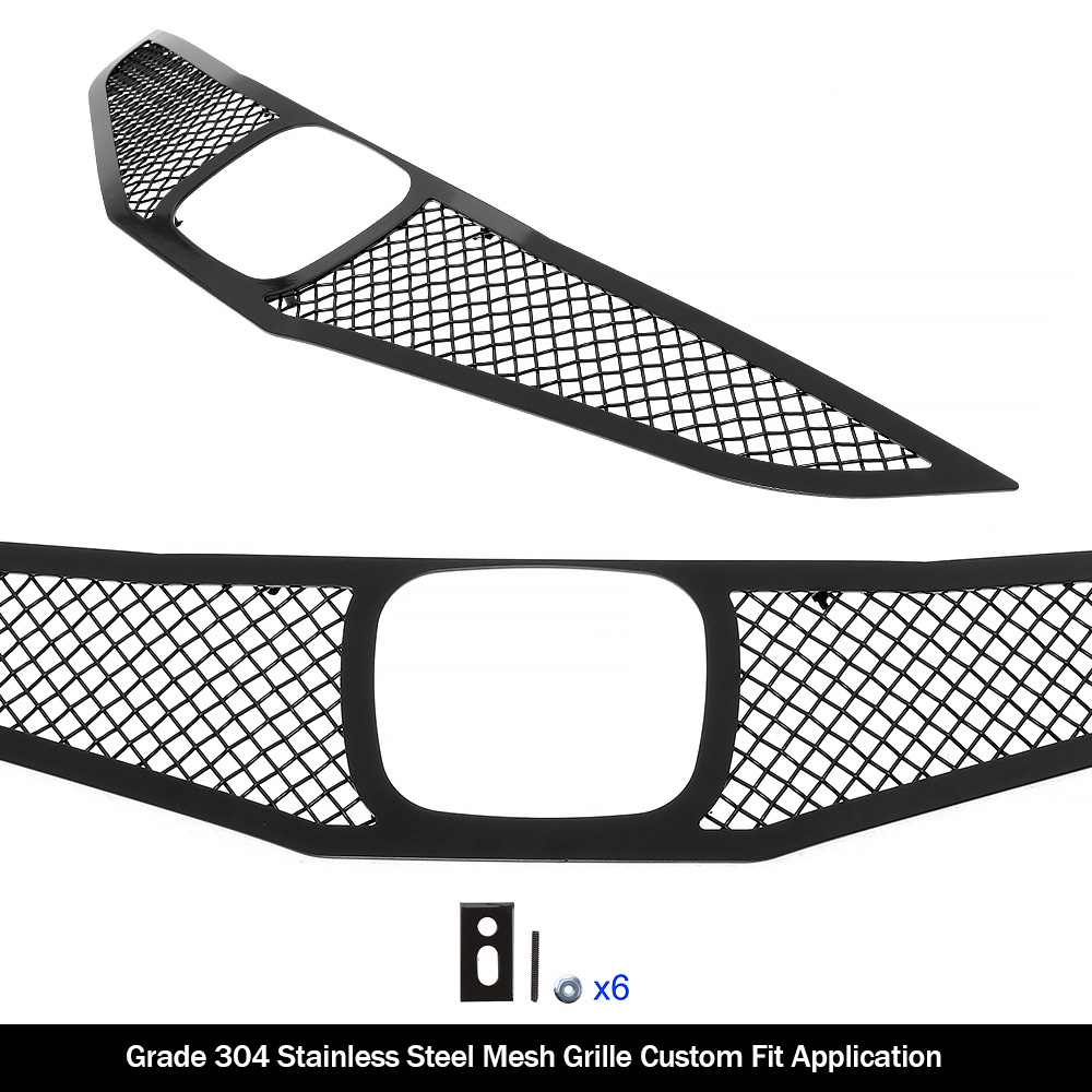 2012-2013 Honda Fit Base Model with logo show MAIN UPPER Black Wire Mesh Grille