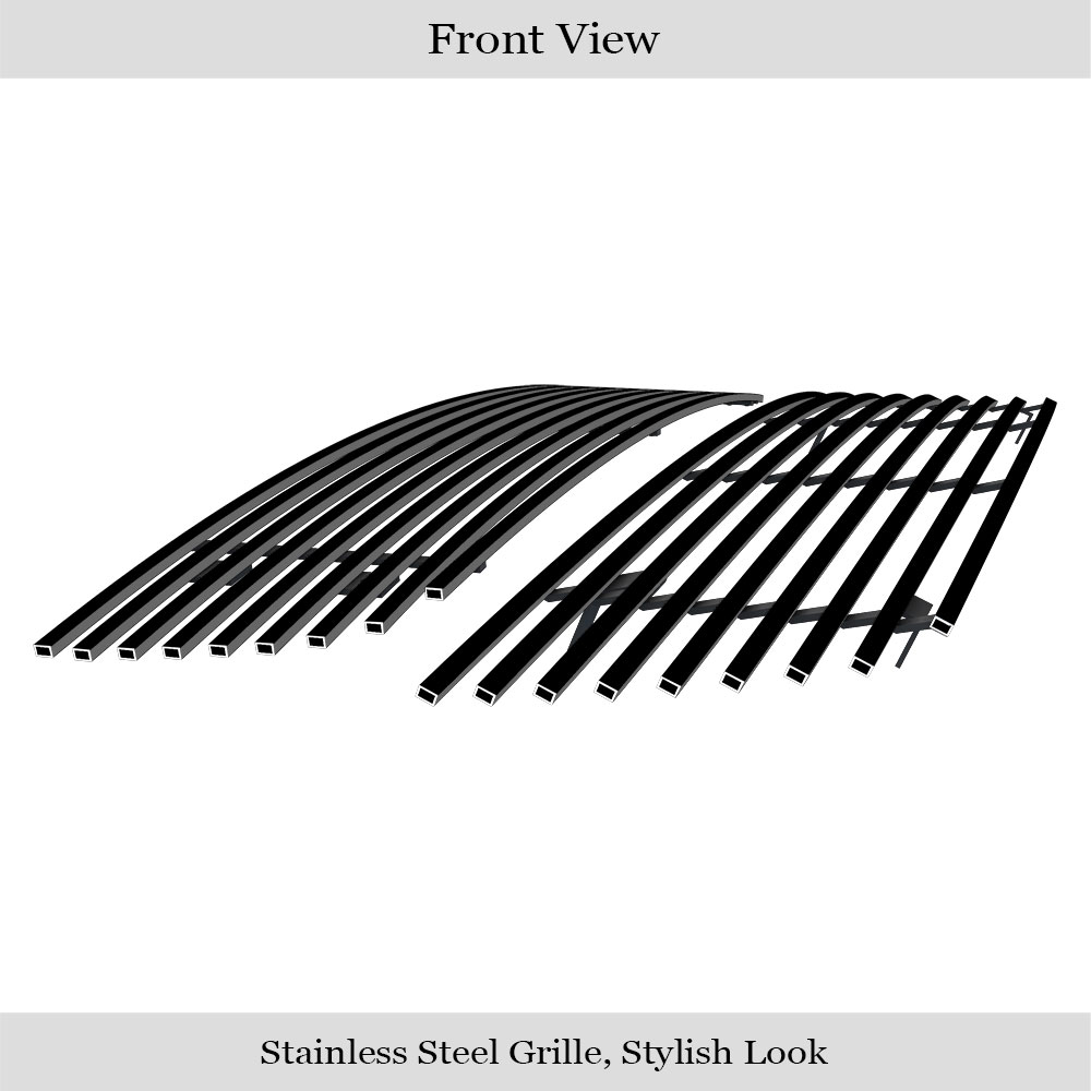2006-2012 Suzuki Grand Vitara Main Upper + Lower Bumper Black Stainless Steel Billet Grille