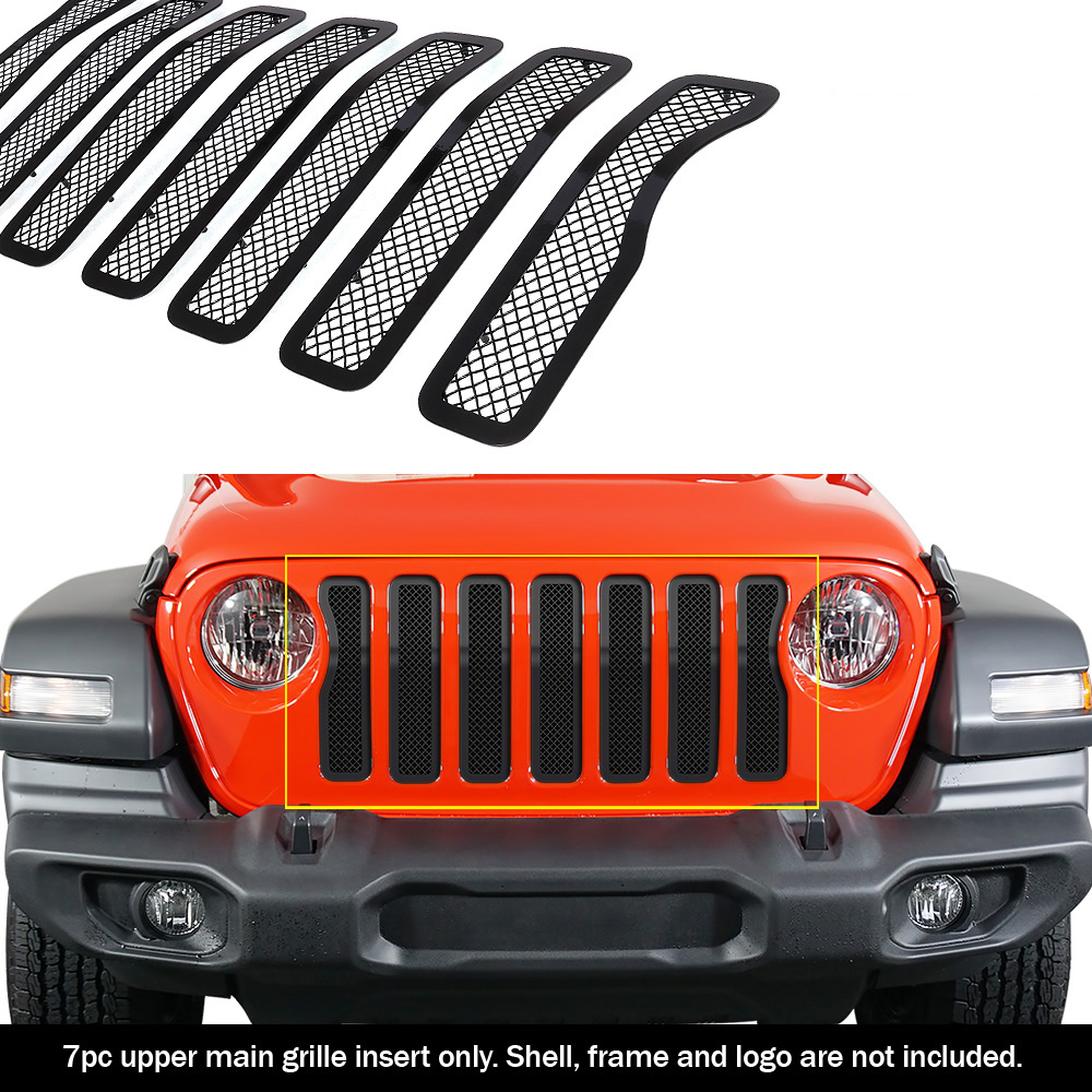 2018-2024 Jeep Wrangler JL Not For JK Main Upper Black Wire Mesh Grille