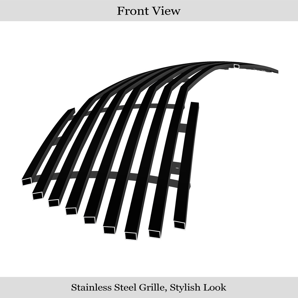 2014-2016 Kia Forte Main Upper Black Stainless Steel Billet Grille