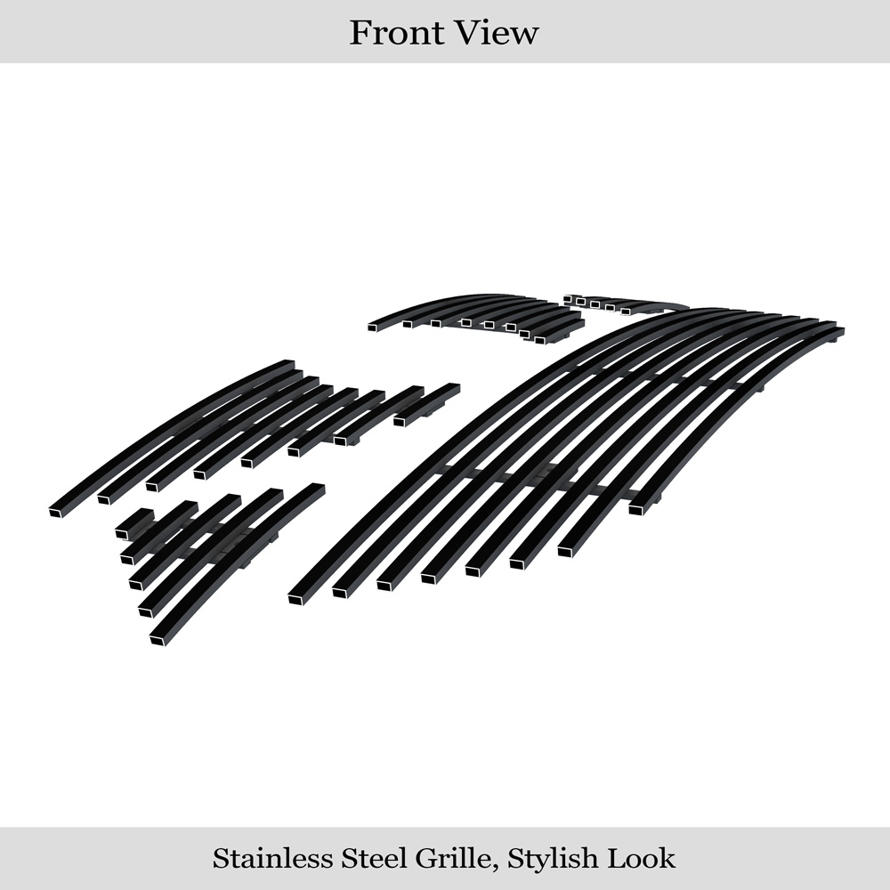 2015-2018 Nissan Maxima Main Upper + Lower Bumper Black Stainless Steel Billet Grille