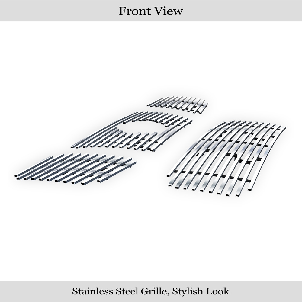 2004-2006 Nissan Titan With Logo Show/2007-2007 Nissan Titan Classic Model; With Logo Show/2004-2007 Nissan Armada With Logo Show Main Upper + Lower Bumper Stainless Steel Billet Grille